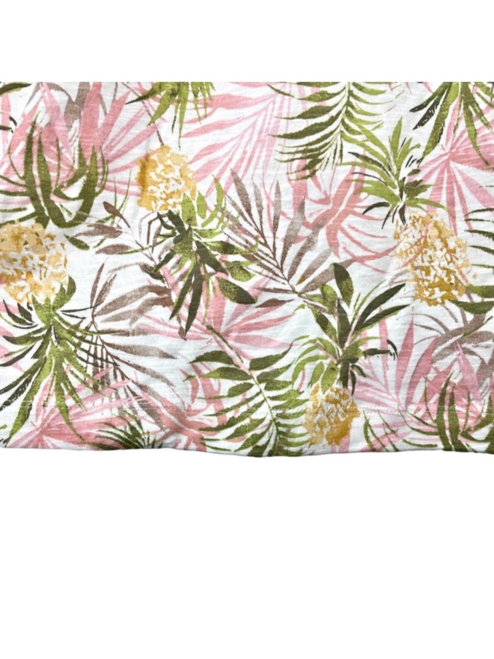 J. Jill Pima Slub Knit V-Neck Tee Shirt Pineapple Palm Print Womens Size M NWT - Picture 8 of 16
